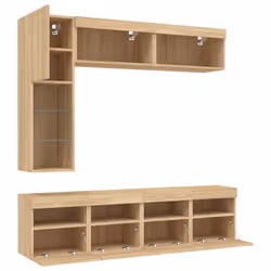 vidaXL TV Wall Cabinet Set 7 Piece with LED Lights Floating TV Unit Sonoma Oak - Additional view 5