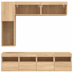 vidaXL TV Wall Cabinet Set 7 Piece with LED Lights Floating TV Unit Sonoma Oak - Additional view 6