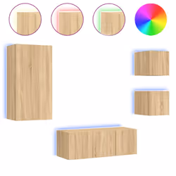 vidaXL TV Wall Units 5 Piece with LED TV Cabinet Sonoma Oak Engineered Wood
