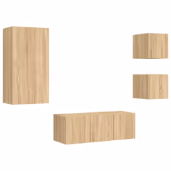 vidaXL TV Wall Units 5 Piece with LED TV Cabinet Sonoma Oak Engineered Wood