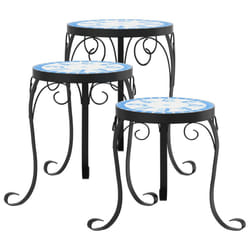 vidaXL Mosaic Tables Ceramic Tables Garden Balcony Plant Stand Flower Table - blue
