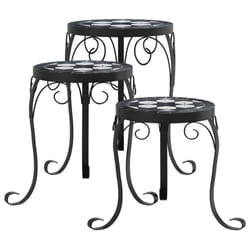 vidaXL Mosaic Tables Ceramic Tables Garden Balcony Plant Stand Flower Table - black