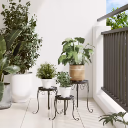 vidaXL Mosaic Tables Ceramic Tables Garden Balcony Plant Stand Flower Table - black