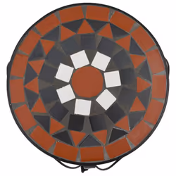 vidaXL Mosaic Tables Ceramic Tables Garden Balcony Plant Stand Flower Table - terracotta and black - Additional view 4