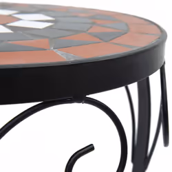 vidaXL Mosaic Tables Ceramic Tables Garden Balcony Plant Stand Flower Table - terracotta and black - Additional view 6