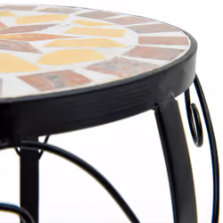 vidaXL Mosaic Tables Ceramic Tables Garden Balcony Plant Stand Flower Table - terracotta and white - Additional view 6