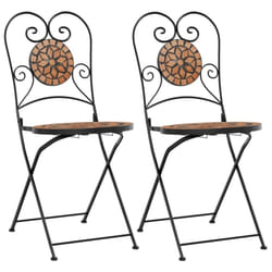 vidaXL Bistro Chairs Foldable Outdoor Chair Dining Pub Chair 2 pcs Ceramic - terracotta