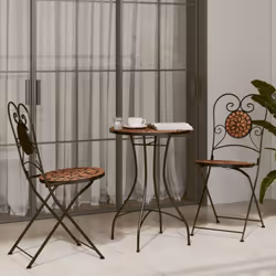 vidaXL Bistro Chairs Foldable Outdoor Chair Dining Pub Chair 2 pcs Ceramic - terracotta