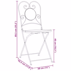 vidaXL Bistro Chairs Foldable Outdoor Chair Dining Pub Chair 2 pcs Ceramic - terracotta