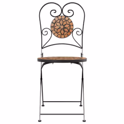 vidaXL Bistro Chairs Foldable Outdoor Chair Dining Pub Chair 2 pcs Ceramic - terracotta - Additional view 4