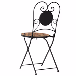 vidaXL Bistro Chairs Foldable Outdoor Chair Dining Pub Chair 2 pcs Ceramic - terracotta - Additional view 6