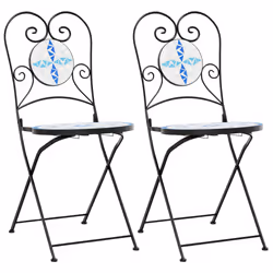 VidaXL 4003404, Terrace, Ceramic, Iron, Blue, White, 380 mm, 455 mm, 895 mm