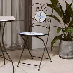 VidaXL 4003404 outdoor chair Terrace Ceramic, Iron Blue, White