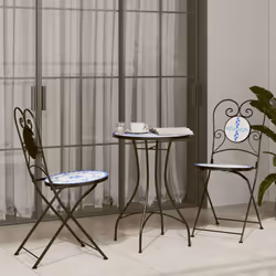 VidaXL 4003404 outdoor chair Terrace Ceramic, Iron Blue, White