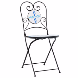 VidaXL 4003404 outdoor chair Terrace Ceramic, Iron Blue, White - Additional view 5