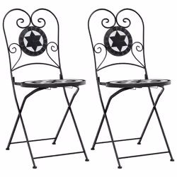 VidaXL 4003405, Terrace, Ceramic, Iron, Black, White, 380 mm, 455 mm, 895 mm