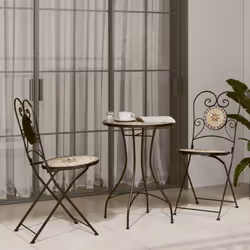VidaXL 4003407 outdoor chair Terrace Ceramic, Iron Terracotta, White