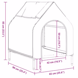 vidaXL Dog House Elevated Dog Pet Shelter Dog Kannel Oxford Fabric and Steel - 90 x 65 x 85 cm