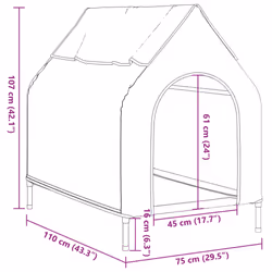 vidaXL Dog House Elevated Dog Pet Shelter Dog Kannel Oxford Fabric and Steel - 110 x 75 x 107 cm - Additional view 3