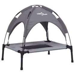 vidaXL Dog Bed with Canopy Elevated Dog Cot Anthracite Oxford Fabric and Steel - 62 x 48 x 61 cm