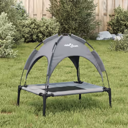 vidaXL Dog Bed with Canopy Elevated Dog Cot Anthracite Oxford Fabric and Steel - 62 x 48 x 61 cm