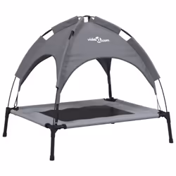 vidaXL Dog Bed with Canopy Elevated Dog Cot Anthracite Oxford Fabric and Steel - 76 x 62 x 72 cm