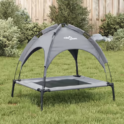 vidaXL Dog Bed with Canopy Elevated Dog Cot Anthracite Oxford Fabric and Steel - 76 x 62 x 72 cm