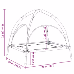 vidaXL Dog Bed with Canopy Elevated Dog Cot Anthracite Oxford Fabric and Steel - 76 x 62 x 72 cm