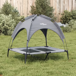 vidaXL Dog Bed with Canopy Elevated Dog Cot Anthracite Oxford Fabric and Steel - 92 x 77 x 85 cm