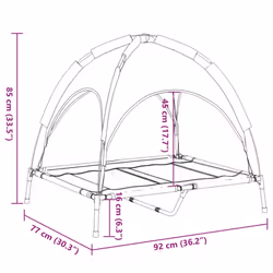vidaXL Dog Bed with Canopy Elevated Dog Cot Anthracite Oxford Fabric and Steel - 92 x 77 x 85 cm