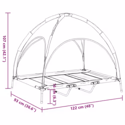 vidaXL Dog Bed with Canopy Elevated Dog Cot Anthracite Oxford Fabric and Steel - Additional view 8