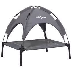 vidaXL Dog Bed with Canopy Elevated Dog Cot Anthracite Oxford Fabric and Steel - 63 x 49,5 x 60 cm