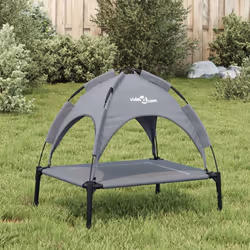 vidaXL Dog Bed with Canopy Elevated Dog Cot Anthracite Oxford Fabric and Steel - 63 x 49,5 x 60 cm
