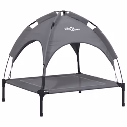 vidaXL Dog Bed with Canopy Elevated Dog Cot Anthracite Oxford Fabric and Steel