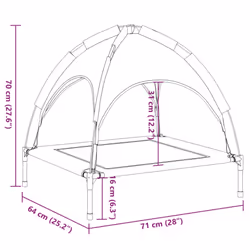 vidaXL Dog Bed with Canopy Elevated Dog Cot Anthracite Oxford Fabric and Steel - Additional view 7