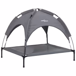 vidaXL Dog Bed with Canopy Elevated Dog Cot Anthracite Oxford Fabric and Steel