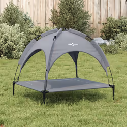 vidaXL Dog Bed with Canopy Elevated Dog Cot Anthracite Oxford Fabric and Steel