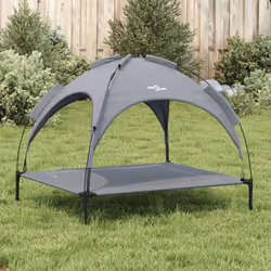 vidaXL Dog Bed with Canopy Elevated Dog Cot Anthracite Oxford Fabric and Steel - 104 x 86 x 84 cm