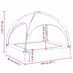 vidaXL Dog Bed with Canopy Elevated Dog Cot Anthracite Oxford Fabric and Steel - 104 x 86 x 84 cm