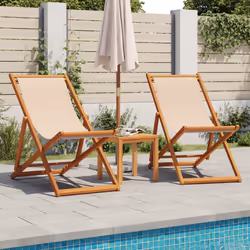 VidaXL 366564 outdoor chair Terrace Eucalyptus, Polyester Beige - Additional view 3