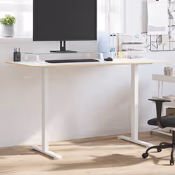 vidaXL Standing Desk Frame Height Adjustable Table Workstation White Steel