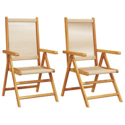 vidaXL Reclining Garden Chairs Outdoor Chairs Patio Armchair Solid Wood Acacia - beige, 2 pcs