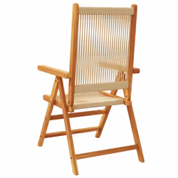 vidaXL Reclining Garden Chairs Outdoor Chairs Patio Armchair Solid Wood Acacia - beige, 2 pcs - Additional view 6