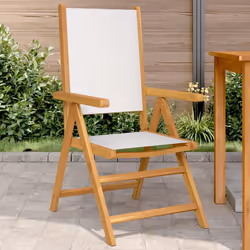 VidaXL 367657 outdoor chair Terrace Acacia wood, Polyester Cream, White