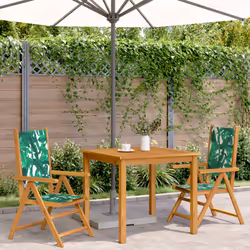 vidaXL Reclining Garden Chairs Outdoor Chairs Armchair Fabric & Solid Wood - leaf pattern, 2 pcs