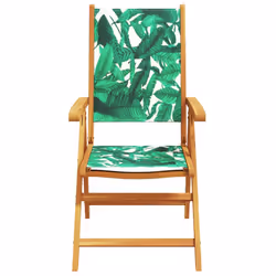 vidaXL Reclining Garden Chairs Outdoor Chairs Armchair Fabric & Solid Wood - leaf pattern, 2 pcs - Additional view 4