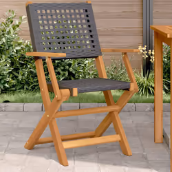VidaXL 367663 outdoor chair Terrace Acacia wood, Polyrattan Black