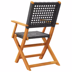 VidaXL 367663 outdoor chair Terrace Acacia wood, Polyrattan Black - Additional view 7