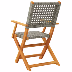 VidaXL 367664 outdoor chair Terrace Acacia wood, Polyrattan Grey - Additional view 7