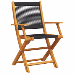 VidaXL 367666 outdoor chair Terrace Acacia wood, Polypropylene (PP) Black - Additional view 4